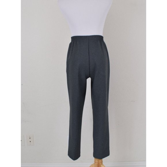 Vintage 80s Steel Gray Gathered Waist Polyester Pants 6P | 24-30 waist - Picture 4 of 10